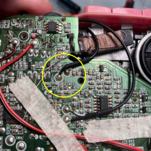 Locate mic wiring on circuit board.